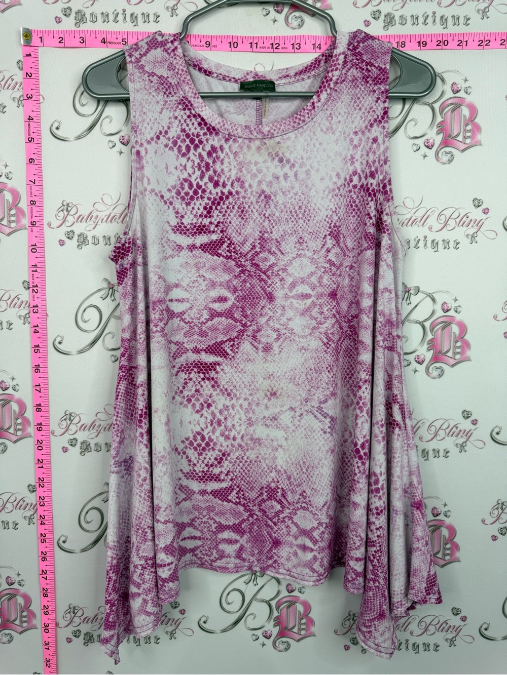 Vince Camuto tank top fairy hem Pink Snake Print Cold Shoulder Tank